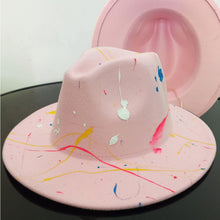 Load image into Gallery viewer, Beautiful Two Tone Luxury Fedora Hat Men's and Women's Hat Unique Retro Design Men's Fedoras Hat Colorful Fedoras Jazz Cap Elegant Soft Hat Wide Brim Party Hats 56-58CM