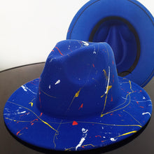 Load image into Gallery viewer, Beautiful Two Tone Luxury Fedora Hat Men's and Women's Hat Unique Retro Design Men's Fedoras Hat Colorful Fedoras Jazz Cap Elegant Soft Hat Wide Brim Party Hats 56-58CM