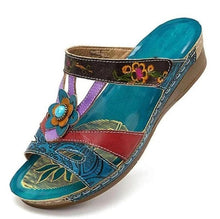 将图片加载到图库查看器,Beautiful Women Sandals Ethnic Flower Summer Shoes Casual Beach Shoes Flip Flop Platform Sandals Slip On Mules Slide Shoes Wide With Platform Sandals With Flower Casual Loafers Shoes