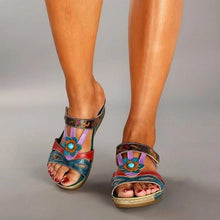 将图片加载到图库查看器,Beautiful Women Sandals Ethnic Flower Summer Shoes Casual Beach Shoes Flip Flop Platform Sandals Slip On Mules Slide Shoes Wide With Platform Sandals With Flower Casual Loafers Shoes