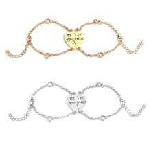 Load image into Gallery viewer, Best Friends Bracelets For 2 Heart Shape Chain Bracelet For Women Girls Sterling Silver Half Heart Shaped Inspirational Friendship Bracelets Set Elegant Design For Women