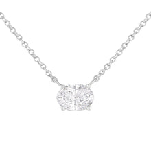 Load image into Gallery viewer, IGI Certified 10K White Gold 1/2 cttw Lab Grown Oval Shape Solitaire Diamond East West 18" Pendant Necklace (E-F Color, VS1-VS2 Clarity)