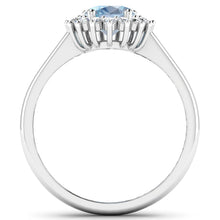 将图片加载到图库查看器,1.62 Carat Genuine Aquamarine and White Diamond 14K White Gold Ring