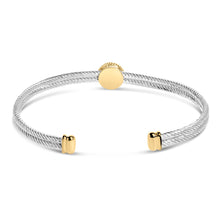 Load image into Gallery viewer, 18K Yellow Gold Plated .925 Sterling Silver Diamond Accent and Fleur Di Lis Medallion Bangle Bracelet (I-J Color, SI1-SI2 Clarity) - 7.25 Inches