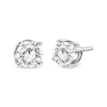Load image into Gallery viewer, 14K White Gold 3/4 Cttw Lab Grown Diamond 4-Prong Classic Stud Earrings (F-G Color, VS2-SI1 Clarity)