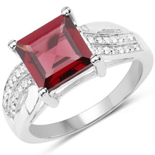 Load image into Gallery viewer, 2.99 Carat Genuine Garnet and White Topaz .925 Sterling Silver Ring