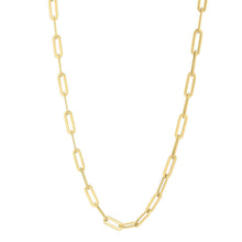 Load image into Gallery viewer, 14k Yellow Gold Long Domed Paperclip Chain Necklace (4.80 mm)