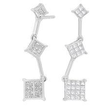 Load image into Gallery viewer, 14K White Gold 1 cttw Princess Cut Diamond Earrings (G-H, VS1-VS2)