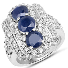 Load image into Gallery viewer, 4.85 Carat Genuine Blue Sapphire and White Topaz .925 Sterling Silver Ring