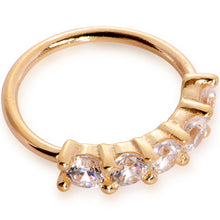 Load image into Gallery viewer, 20G 1/4 Clear CZ Gem 14k Yellow Gold Seamless Circular Ring