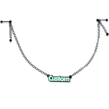 Load image into Gallery viewer, Custom Black Glow Name Nipple Chain Created with Crystals
