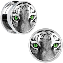Load image into Gallery viewer, Black White Tiger Eyes Steel Screw Fit Plug Set 5/8