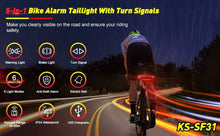 Load image into Gallery viewer, Bicycle Alarm Taillight Anti Theft USB Rechargeable Bicycle Rear Tail Light Turn Signal Warning Cycling Light Bike Alarm With Remote Rechargeable Rear Bike Light Waterproof Auto ON/Off Bicycle Lights Bike Turn Signals Brake Light