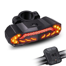 Load image into Gallery viewer, Bicycle Alarm Taillight Anti Theft USB Rechargeable Bicycle Rear Tail Light Turn Signal Warning Cycling Light Bike Alarm With Remote Rechargeable Rear Bike Light Waterproof Auto ON/Off Bicycle Lights Bike Turn Signals Brake Light