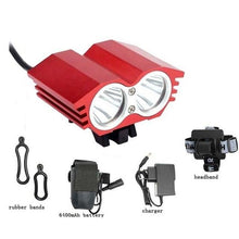 Load image into Gallery viewer, Bicycle Front Light Super Bright Bike Light Road Cycling Headlight 6400mAh Battery Pack Charger Bicycle Light USB Rechargeable Bike Headlight Set Install In Seconds Without Tools Powerful Bike Headlight