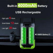 Load image into Gallery viewer, Bicycle Front Light USB Rechargeable Smart Headlight With Horn LED Bike Lamp Headlight Waterproof Bicycle Light With Horn Speaker Touch Switch USB Power Display 4000mAh
