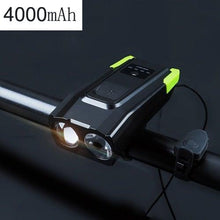 Load image into Gallery viewer, Bicycle Front Light USB Rechargeable Smart Headlight With Horn LED Bike Lamp Headlight Waterproof Bicycle Light With Horn Speaker Touch Switch USB Power Display 4000mAh