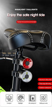 Load image into Gallery viewer, Bicycle Light Taillight Aluminum Alloy Helmet Night Riding Warning Mountain Bike LED Headlight Rear Light Bicycle Ultra Bright LED Warning Bicycle Flashlight USB Rechargeable Auto On/Off Sensor