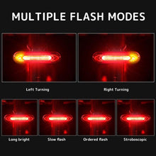 Load image into Gallery viewer, tBicycle Turn Signal Taillight USB Rechargeable Bicycle Tail Rear Light Turn Signal Braking Warning Wireless LED Ultra Bright LED Safety Warning Bike Brake Rear Lights Wireless Remote Control Modes Waterproof Suitable For Mountain Bike Road Bicycle