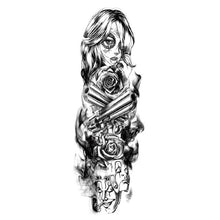 Load image into Gallery viewer, Big Realistic Tiger Tattoo Waterproof Temporary Dragon Flower Sticker Full Arm Large Size Sleeve Big Luxury Design For Mens