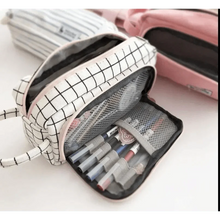 Load image into Gallery viewer, Big Storage Large Capacity Pencil Case Kids Pencil Bag For Students Vintage Grid Print Fabric Stationary Bag School Supply