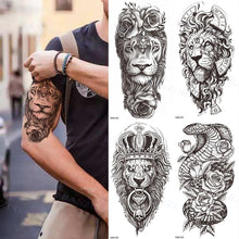 将图片加载到图库查看器,Big Tiger Lion Waterproof Temporary Sticker Tattoo Arm Legs Fake Tattoo Stickers For Adults Realistic Luxury Design For Mens Womens