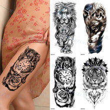 将图片加载到图库查看器,Big Tiger Lion Waterproof Temporary Sticker Tattoo Arm Legs Fake Tattoo Stickers For Adults Realistic Luxury Design For Mens Womens