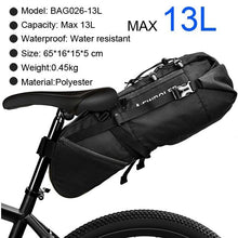 将图片加载到图库查看器,Bike Bag Waterproof Large Capacity Bicycle Bag Cycling Foldable Road Trunk Bike Packing Large Bike Bags Waterproof Bike Bag Under Seat Roll Up Cycling Rear Tail Pack Black 13L