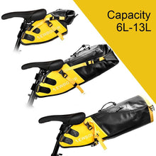 将图片加载到图库查看器,Bike Bag Waterproof Large Capacity Bicycle Bag Cycling Foldable Road Trunk Bike Packing Large Bike Bags Waterproof Bike Bag Under Seat Roll Up Cycling Rear Tail Pack Black 13L