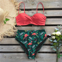 将图片加载到图库查看器,Bikini Female Swimsuit Women Swimwear Push Up Bikinis Set High Waist Swimming Suits Two Piece Set Women Swimsuit Solid Printed Bikini Push-Up Pad Swimwear Set Beachwear Ruffled Bathing Suit