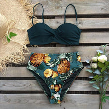 将图片加载到图库查看器,Bikini Female Swimsuit Women Swimwear Push Up Bikinis Set High Waist Swimming Suits Two Piece Set Women Swimsuit Solid Printed Bikini Push-Up Pad Swimwear Set Beachwear Ruffled Bathing Suit
