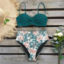 将图片加载到图库查看器,Bikini Female Swimsuit Women Swimwear Push Up Bikinis Set High Waist Swimming Suits Two Piece Set Women Swimsuit Solid Printed Bikini Push-Up Pad Swimwear Set Beachwear Ruffled Bathing Suit