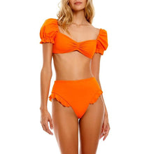 Load image into Gallery viewer, Bikini New 2 Piece Women Swimsuit Women's High Waist Bikini Set Fashion Puff Sleeve Swimwear Set Bathing Suits Solid Color Short Puff Sleeve Summer High Waist Cut Backless Bathing Suit Beachwear