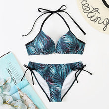 Load image into Gallery viewer, Bikini Push Up New Swimwear Women Print Floral Bikinis Set Swimsuit Bathing Suit Two Piece Summer Beach Wear Floral Leaf Print Bikini Set Padded Lace Up Straps Bikini Beach Swimsuit