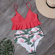 Load image into Gallery viewer, Bikini Push Up Summer Floral Swimwear Sport Women Plus Size Swimming Suit For Women Women Bikini Set Ruffle Two Piece Swimsuit Flounce Push Up Cutout Swimwear Bathing Suits Swimsuit High Waist Bikini Set