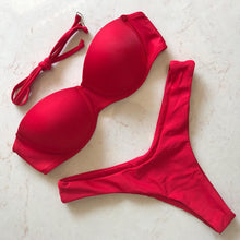 Load image into Gallery viewer, Bikini Push Up Swimsuit Female Swimwear Women's Bathing Suits Push Up Underwire Bikini Set Padded Two Piece Swimsuits Women Two-pieces Durable Bikini Set With Bra Cup Modern Bathing Suit