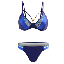 将图片加载到图库查看器,Bikini Push Up Swimsuit Female Swimwear Women Two-pieces Bikini set Bra Cup Bather Bathing Suit Swim Lady Triangle Bikini T-Back 2 Pieces Bandeau Swimsuit V Neck Swimwear Halter Push Up Bathing Suit