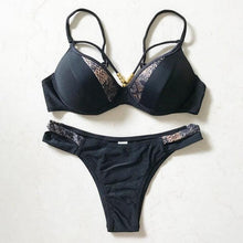 将图片加载到图库查看器,Bikini Push Up Swimsuit Female Swimwear Women Two-pieces Bikini set Bra Cup Bather Bathing Suit Swim Lady Triangle Bikini T-Back 2 Pieces Bandeau Swimsuit V Neck Swimwear Halter Push Up Bathing Suit