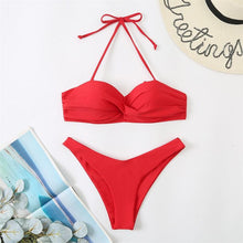 将图片加载到图库查看器,Bikini Push Up Swimwear Bikini Set Pink Swimwear Women Micro Swimsuit Female Bandage Bikini Beach Wear Swimming Two-Piece Swimsuit Summer Swimsuit for Women