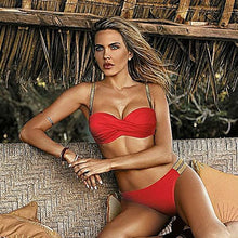 将图片加载到图库查看器,Bikini Push Up Swimwear Bikini Set Pink Swimwear Women Micro Swimsuit Female Bandage Bikini Beach Wear Swimming Two-Piece Swimsuit Summer Swimsuit for Women