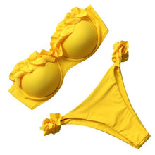 Load image into Gallery viewer, Bikini Set High Cut Solid Swimsuit Women Swimwear Push Up Bathing Suit Beachwear Leopard Bikini Women's Ribbed Underwire Bikini High Cut Bikini V Swimwear Butterfly Print High Leg Bikini Swimsuit