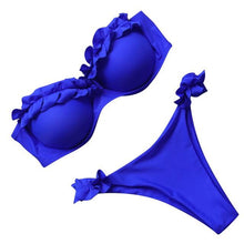 Load image into Gallery viewer, Bikini Set High Cut Solid Swimsuit Women Swimwear Push Up Bathing Suit Beachwear Leopard Bikini Women's Ribbed Underwire Bikini High Cut Bikini V Swimwear Butterfly Print High Leg Bikini Swimsuit