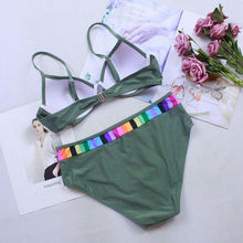 将图片加载到图库查看器,Bikini Set Swimwear Women Print Swimsuit Push Up Plus Size Bathing Suit Beachwear Women's Push-Up Bikini Set Padded Bikini Swimsuit