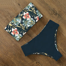 将图片加载到图库查看器,Bikini Swimwear Swimsuit Women Floral Print High Waist Bikini Set Back Cross Bathing Suit Female Beach Wear Women's Bikini Swimsuits Strapless Two Pieces Bathing Suits