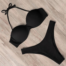 Load image into Gallery viewer, Bikini Swimwear Women Swimsuit Leopard Bikini Set Women's Halter Triangle Bikini Bottom Cheeky Two Piece Swimsuits Push Up Bathing Suit Female Summer Beach Wear