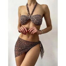 Load image into Gallery viewer, Bikini Women Push Up Swimsuit 3 Piece Bikini Set With Cover Up Women's Fashion 3 Piece Tie Dye Top Bikini Set Swimsuit Cover Up Skirt Swimwear Push Up Bather Swim Wear