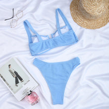 将图片加载到图库查看器,Bikini Women Swimsuit Female Bikini Set Solid Swimwear For Women Bathing Suit Swimming Suits Beach Wear Underwire Bikini High Cut Bikini Swimwear Solid Color High Leg Bikini Swimsuit