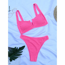 将图片加载到图库查看器,Bikini Women Swimsuit Female Bikini Set Solid Swimwear For Women Bathing Suit Swimming Suits Beach Wear Underwire Bikini High Cut Bikini Swimwear Solid Color High Leg Bikini Swimsuit