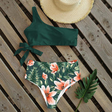 将图片加载到图库查看器,Bikini Women Swimwear Push Up Swimsuit One Shoulder Print Lightweight Bikini Set Bathing Suit Beach Swimming Suit High Waist Comfy One Shoulder Bikini Set Bathing Suit For Women