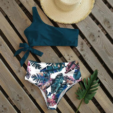 将图片加载到图库查看器,Bikini Women Swimwear Push Up Swimsuit One Shoulder Print Lightweight Bikini Set Bathing Suit Beach Swimming Suit High Waist Comfy One Shoulder Bikini Set Bathing Suit For Women